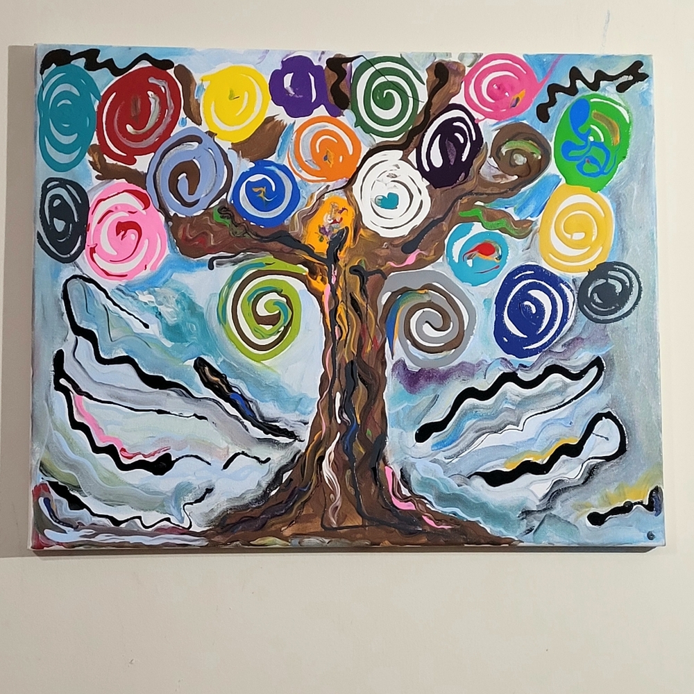 Abstract Swirl Tree Canvas Art